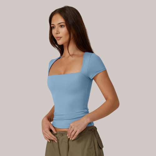 Square Neck Short Sleeve T Shirts