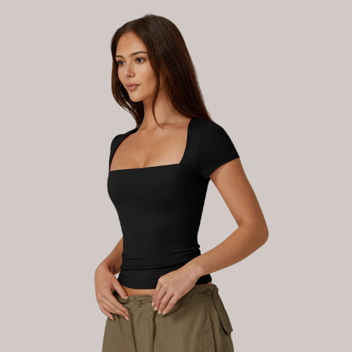 Square Neck Short Sleeve T Shirts