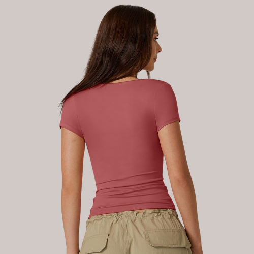 Square Neck Short Sleeve T Shirts