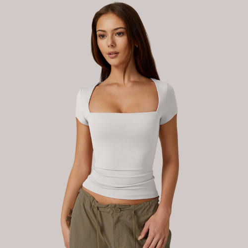Square Neck Short Sleeve T Shirts