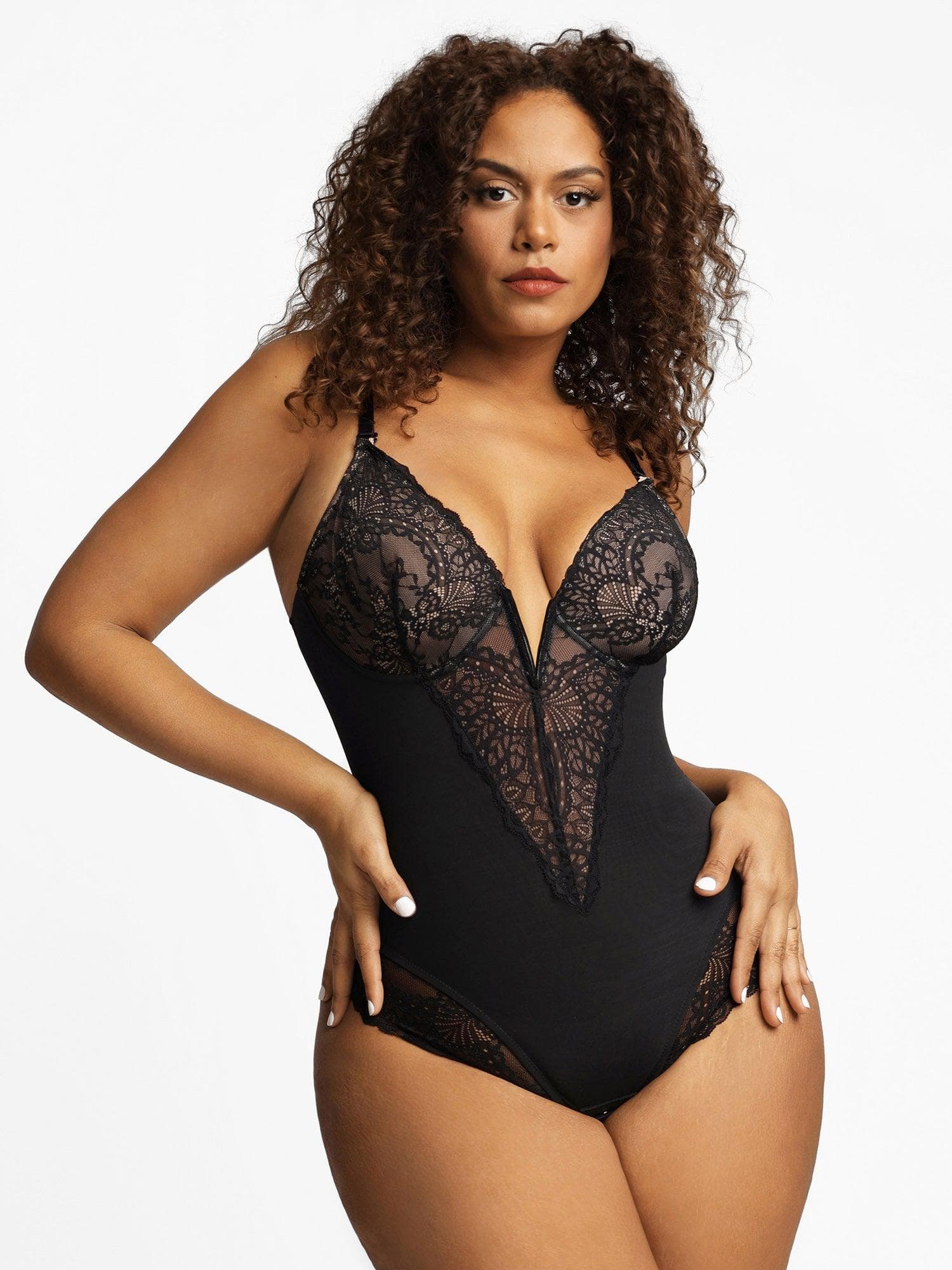 Lace Deep-V Neck Bodysuit
