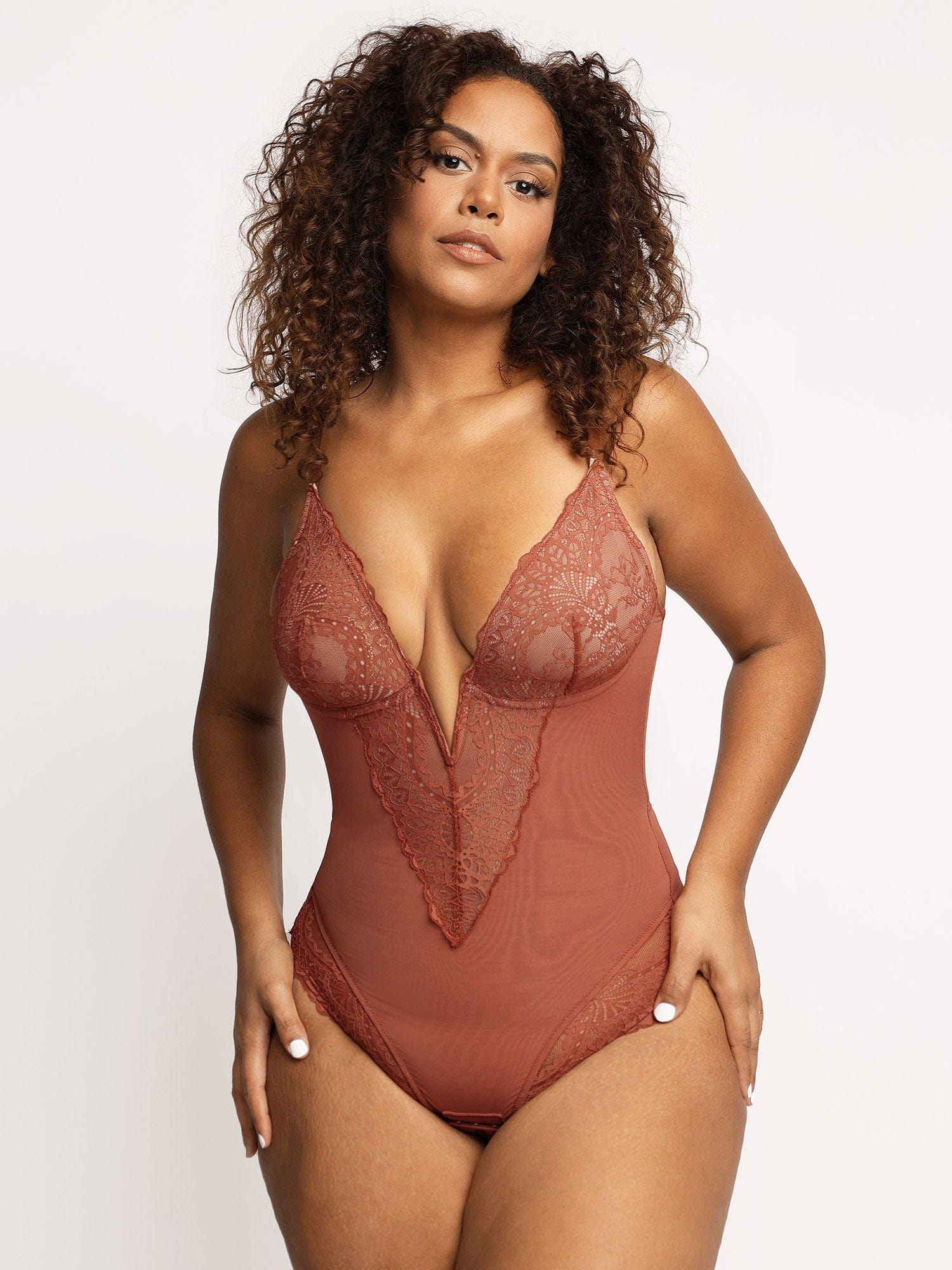 Lace Deep-V Neck Bodysuit