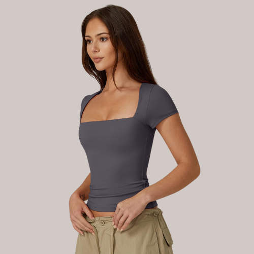 Square Neck Short Sleeve T Shirts