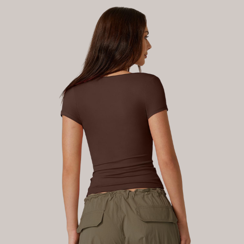 Square Neck Short Sleeve T Shirts