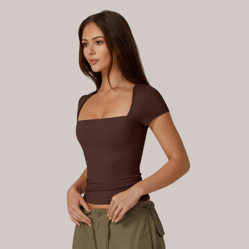 Square Neck Short Sleeve T Shirts