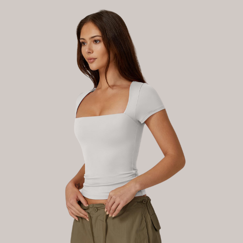 Square Neck Short Sleeve T Shirts