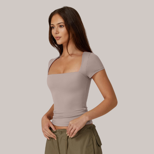 Square Neck Short Sleeve T Shirts