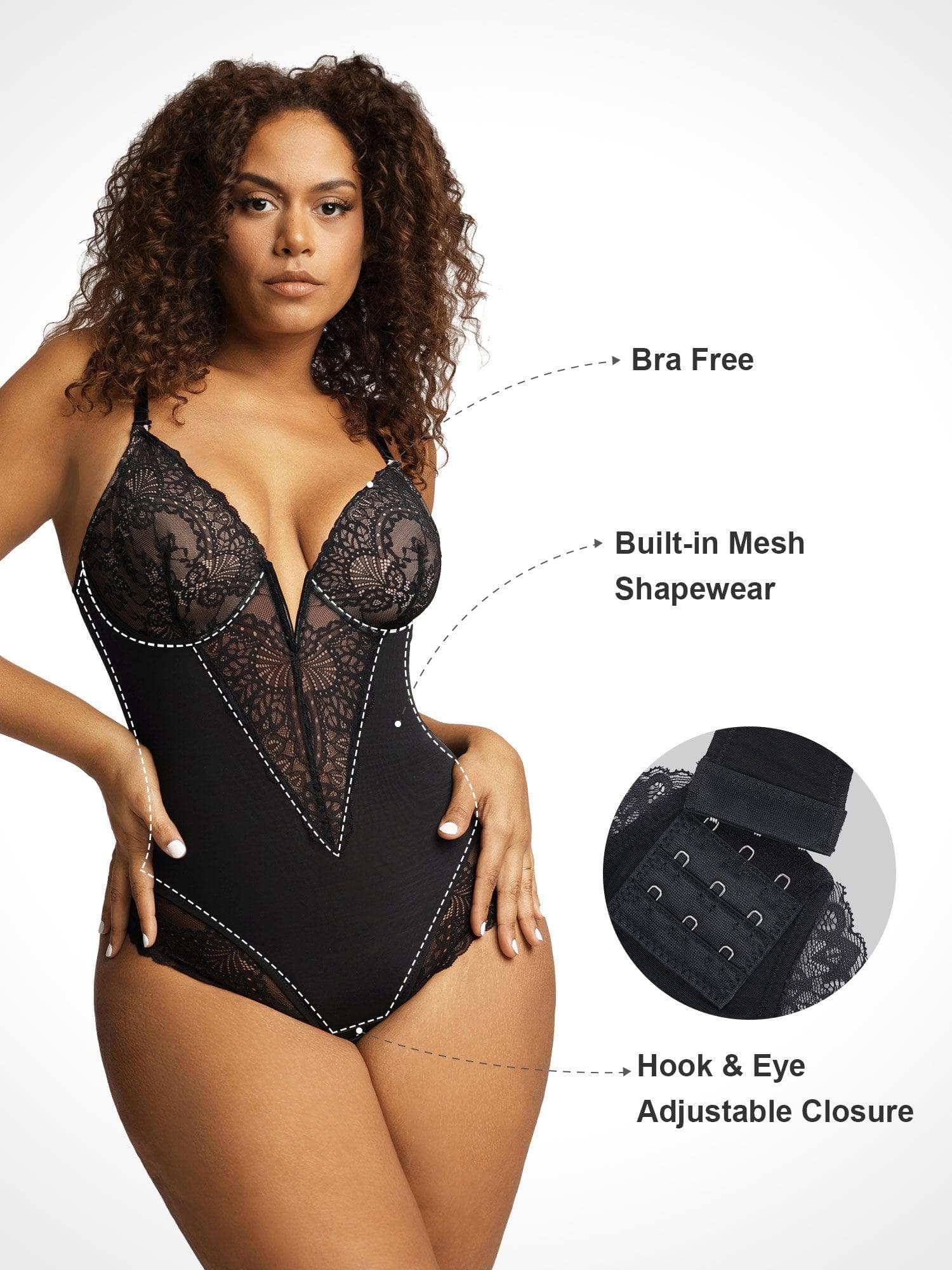 Lace Deep-V Neck Bodysuit
